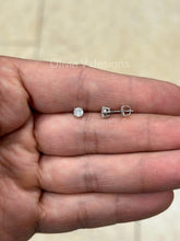 0.50 Carat TW Real (Natural) Round Diamond Solitaire Stud Earrings in 14K White Gold, 4-Prong Screw Back Basket Setting COLOR G/H