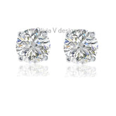 0.50 Carat TW Real (Natural) Round Diamond Solitaire Stud Earrings in 14K White Gold Color G/H I1