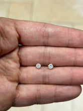 0.50 Carat TW Real (Natural) Round Diamond Solitaire Stud Earrings in 14K Yellow Gold, 4-Prong Screw Back Basket Setting Color G/H