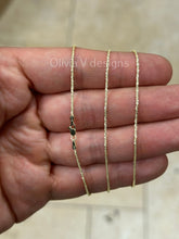 1.5mm Solid Margarita Sparkle Twisted Rock Chain REAL 14 Yellow Gold 18'' 20'', Sparkle Glitter Margarita Twisted Rock