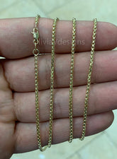 10K Yellow Gold Box Chain, Round Chain Link Necklace 1.5mm, Gift for Wife, Men Necklace for Pendant, Gold Bridal Jewelry, Minimal Necklace
