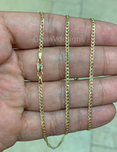 14K Solid Yellow Gold Cuban 2.00MM Link Chain Necklace 16" 18" 20" 22" 24" 26" 28" 30" ,Layering Chain , Everyday Minimal Chain, 14K Gold