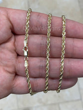 14K Solid Yellow Gold Necklace Gold Rope Chain, 14K Gold Rope Chain, 14K Rope Chain, Rope Gold Chain, Diamond-Cut, Men, Woman 3mm