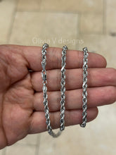 14K White Gold Necklace 4.5mm Gold Rope Chain 26'' Inch, 14K Gold Rope Chain, 14K Rope Chain, Rope Gold Chain, Diamond-Cut, Men, Woman