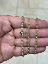 14K Yellow Gold 3mm Puffy Anchor Link Chain Necklace Men's And Ladies, Puffy Chain, 14k Gold