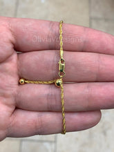 14K Yellow Gold Over 925 Sterling Silver Solid Loose Rope Adjustable Chain Necklace 24" 2mm Italy, 925 Sterling Silver, Yellow Gold