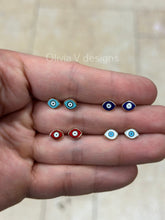 14k Evil Eye Stud Earring / 14k Gold / Enamel Stud Earring / Evil Eye Earring / Hamsa Stud Earring /Turquoise White Blue Red Earring