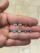 14k Evil Eye Stud Earring / 14k Gold / Heart Enamel Stud Earring / Evil Eye Earring / Hamsa Stud Earring /Turquoise White Blue Red Earring