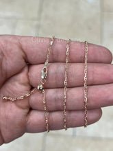 14k Rose Gold Over 925 Sterling Silver Anchor Mariner Link Adjustable Chain Necklace 24" 2mm, 925 Sterling Silver, Anchor Chain