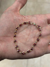 14k Solid Gold Evil Eye Bracelet Red Eye Station Bracelet, Minimalist Bracelet, Protection From Eye, Good Luck Charm