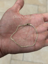 14k Solid Yellow Gold 2.5mm Pave Diamond Cut Cuban Curb Link Bracelet Chain, 14K SOLID Two Tone Gold Chain Bracelet Man and Woman, Gift
