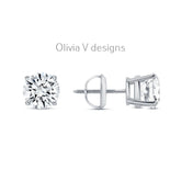 14k White Gold Screw Back Brilliant Round Studs, Gifts for Wife, Anniversary Gifts