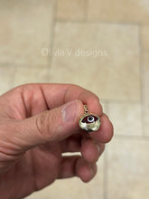 14k Yellow Gold Greek Evil Eye Pendant, Dainty Eye - Genuine 14k Yellow Gold - Talisman Good Luck, , Protection, Diamond Cut, Red, 14mm