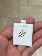 14k Yellow Gold Heart & Arrow Pendant, Arrow Heart- Genuine 14k Yellow Gold - Pendant Gift, Dainty, Love