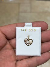 14k Yellow Gold Tri-Color Heart Pave Pendant, Love Heart - Genuine 14k Yellow Gold - Pendant Gift