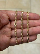 18K Yellow Gold Plated Cuban Curb Link Gold Chain Necklace 3.3mm For Women Or Men