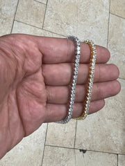 3mm Diamond Tennis Necklace Bracelet / Diamond CZ Tennis / 14k White Gold / 14k Yellow Gold / Bridal Bracelet / Wedding Jewelry / Unisex