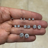 925 Sterling Silver 0.25-4.00 ct. T.W. Round-Cut Created Diamond Stud Earrings Solitaire, Screw Back Posts