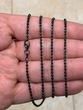 925 Sterling Silver Black Rhodium Moon Cut Ball Bead Chain 2.00mm Necklace 16''-36'' - Genuine 925 - Solid 925 - Made In Italy - Black