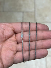 925 Sterling Silver Black Rhodium Spiga Wheat Chain necklaces 1mm 16",18",20",24",30" - Genuine 925 Silver - Black Spiga Chain