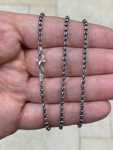 925 Sterling Silver Black White Moon Cut Ball Bead Chain 2.50mm Necklace - Genuine 925 - Solid 925 - Made In Italy - Black