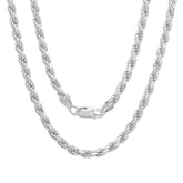925 Sterling Silver Diamond Cut Rope Necklace Fine Silver Plated 1.5mm 16 18 20 22 24 26 28 30 Inches Made in Italy