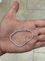 3.5MM Solid 925 Sterling Silver Italian Round Snake Chain Necklace Bracelet, Made in Italy, Lengths: 16 18 20 24 or 30" Inches
