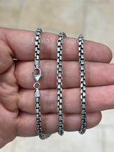 925 Sterling Silver Italian Solid Round Box Venetian Chain 18'' 20' 22'' 3mm - Titanium Gunmetal Finish