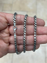 925 Sterling Silver Italian Solid Round Box Venetian Chain 18'' 20' 22'' 4mm - Titanium Gunmetal Finish