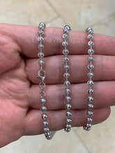 925 Sterling Silver Moon Cut Ball Bead Chain 4mm Necklace 18'' 20'' 22'' 24'' - Genuine 925 - Solid 925 - Made In Italy - Beautiful Shine