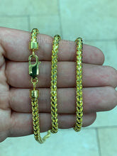 925 Sterling Silver Over 14K Gold Round Franco Wheat Foxtail 3.50mm Chain 20'' 22'' 24'' 26'' 28'' 30'' / Lowest Price / High Quality / Gift