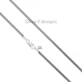 925 Sterling Silver Oxidized Miami Cuban Curb Chain 2.2mm, Bali Chain, Black Chain Necklace, Rustic Chain For Pendants, 925