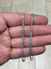 925 Sterling Silver Rhodium Sparkle Glitter Margarita Twisted Rock Chain 2mm 2.5mm Necklace, Real 925 Sterling Silver, Diamond Cut, Italian