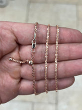 Adjustable 14K Rose Gold Over 925 Sterling Silver Sparkle Glitter Margarita Twisted Rock Chain 2.50mm Necklace, Diamond Cut