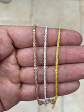 Adjustable 925 Sterling Silver Sparkle Glitter Margarita Twisted Rock Chain 2.50mm Necklace, Real 925 Sterling Silver, Diamond Cut