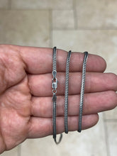 Chain Sterling Silver Oxidized Flat Franco Foxtail 2.5mm, Bali Woven Chain, Braided Black Chain Necklace, Rustic Chain For Pendants, 925