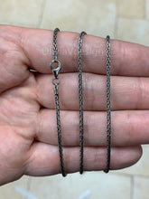Chain Sterling Silver Oxidized Wheat Spiga Chain 1.5mm, Bali Woven Chain, Braided Black Chain Necklace, Rustic Chain For Pendants, 925