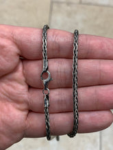 Chain Sterling Silver Oxidized Wheat Spiga Chain 3mm, Bali Woven Chain, Braided Black Chain Necklace, Rustic Chain For Pendants, 925
