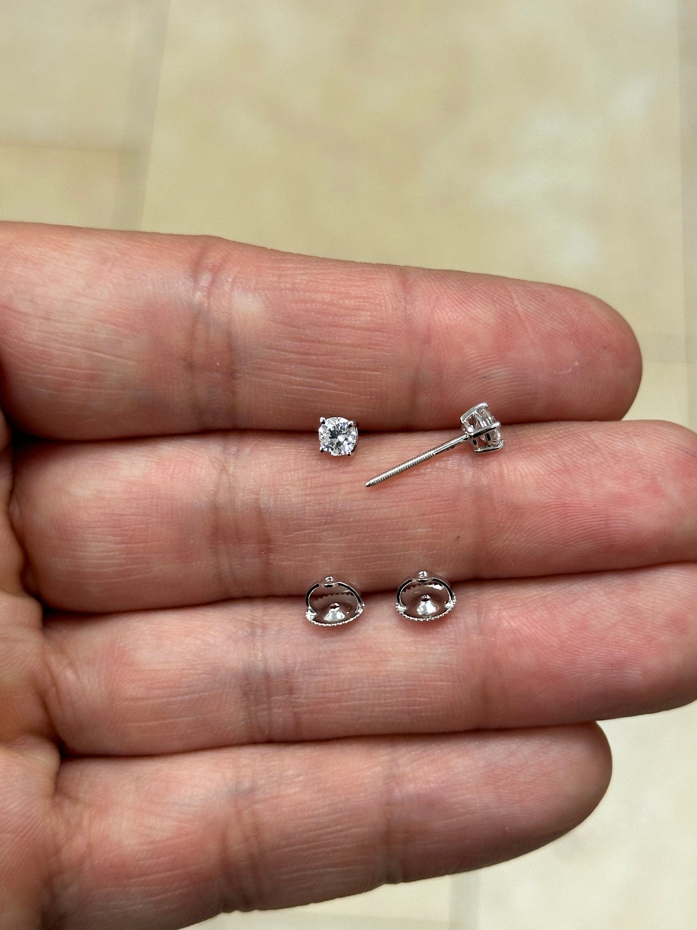 IGI Certified 14k White Gold Lab Grown Diamond Studs 0.50 Carats EF VS1, Screw Back, Diamond Studs, Round Diamond Stud Earrings Unisex