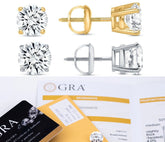 Moissanite Stud Earrings In 925 Silver or 14k Yellow Gold Pair Earrings with Screwback, Earrings for Women & Men, Anniversary Gift