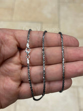 Oxidized 925 Sterling Silver Sparkle Glitter Margarita Twisted Rock Chain 2.5mm Necklace, Real 925 Sterling Silver, Diamond Cut, Rustic