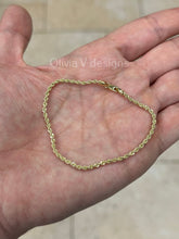 Real 10k Yellow Gold 2mm Bracelet Anklet, Gold Rope Chain 8'' 8.5'' 10''