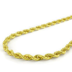 Rope Style Chain Necklace For Men 3.20mm - Men's 925 Sterling Silver 14k Gold Necklace - Men's Jewelry - Gold Necklace For Men - 925 Silver
