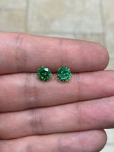 Round 14k Gold Birthstone Stud Emerald Earrings 7mm, CZ Earrings,Bridesmaid Gift, Dainty Cubic Zirconia Jewelry