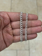 Solid 925 Sterling Silver 4mm 5mm Double Link Charm Bracelet And Anklet, Made in Italy, Lengths: 7” 8” 9”