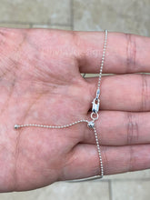 Solid 925 Sterling Silver Adjustable Ball Bead Chain 1mm Necklace, Dog Tag , 925 Sterling Silver