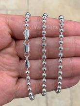 Solid 925 Sterling Silver Italian Ball Bead Chain 4mm Necklace, Made in Italy Chains For Men, Necklace for Charms, Dog Tag Necklace