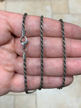 Solid 925 Sterling Silver Italian Rope Oxidized Chain, 2.5mm, Diamond Cut, Necklace, Made in Italy, Gift For Him, Gift For Her, Rope