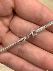 3.5MM Solid 925 Sterling Silver Italian Round Snake Chain Necklace Bracelet, Made in Italy, Lengths: 16 18 20 24 or 30" Inches