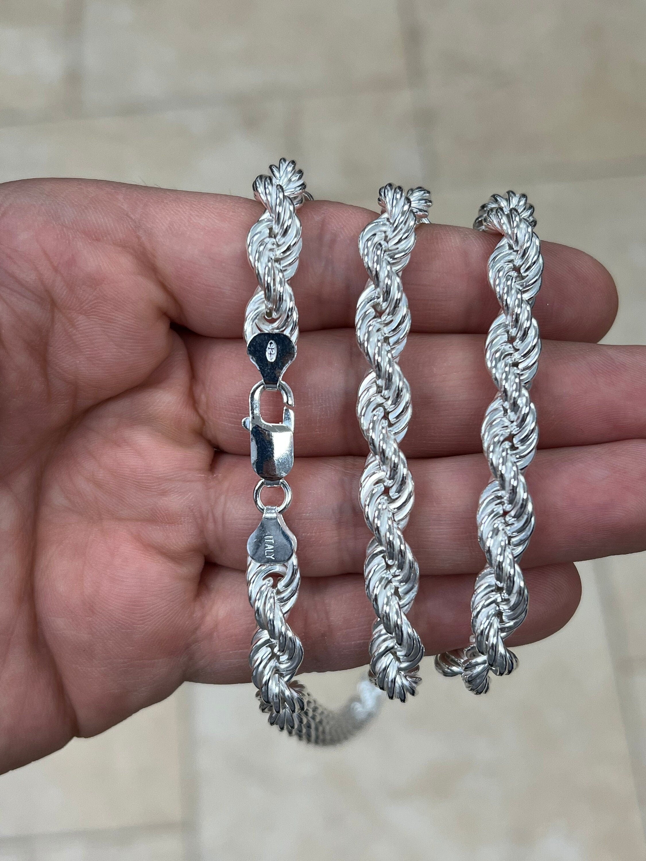 Silver rope chain diamond cut store